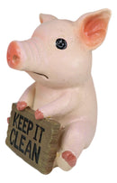 Ebros Pink Piglet Pig With Keep It Clean Sign Decorative Toilet Seat Topper Figurine