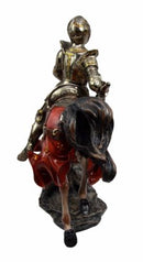 Medieval Suit of Armor Knight On Charging Horse Large Decorative Figurine 12.5"H