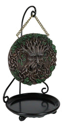 Spirit Tree God Ent Celtic Greenman Round Disk Backflow Incense Cone Burner