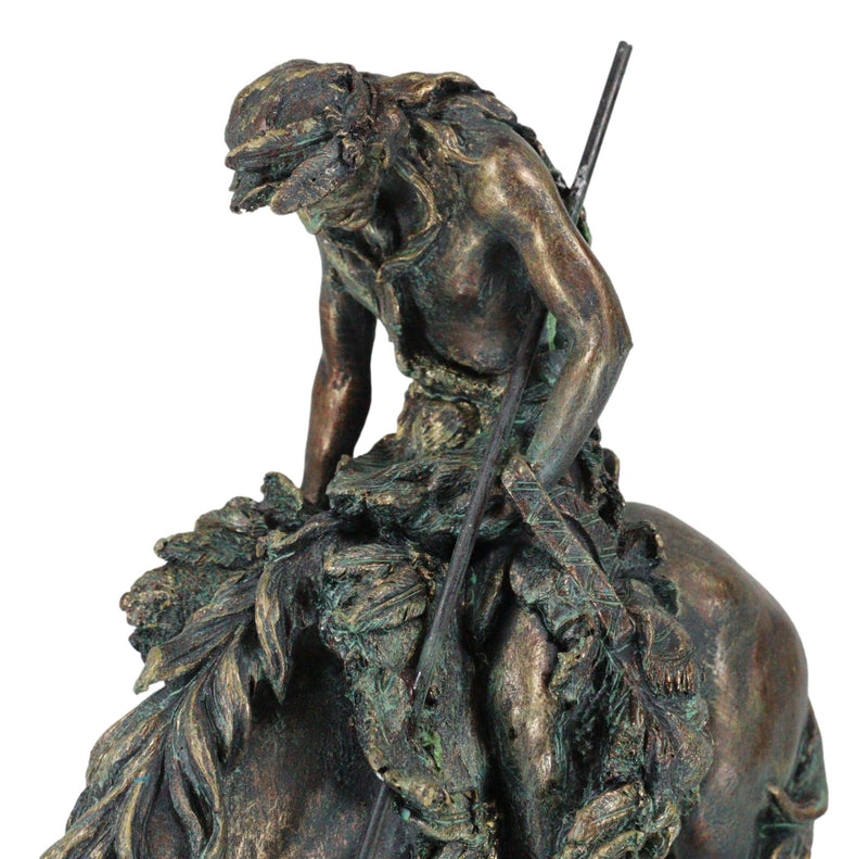 Large End of Trail Bronze Finish Native American Warrior On Horse Figurine