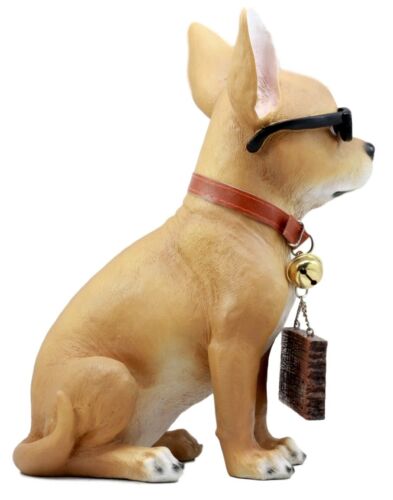 Ebros Gift Que Paso Summer Sun Tanning Chihuahua Dog Statue Carefree Puppy with Cool Shades Welcome Greeter Figurine