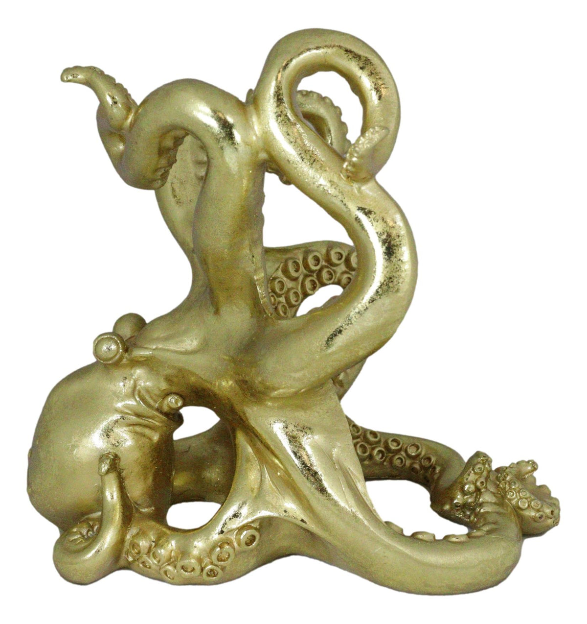 Nautical Gold Giant Sea Octopus Wine Holder Cephalopod Kraken Bottle Caddy Decor - Ebros Gift