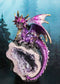 Space Purple Iridescent Dragon On Faux Geode Rock Quartz Crystal Cove Figurine