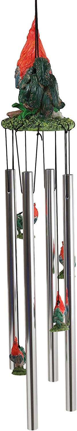 Rustic Country Farm Red Breasted Rooster Chicken Wind Chime Patio Garden Decor - Ebros Gift