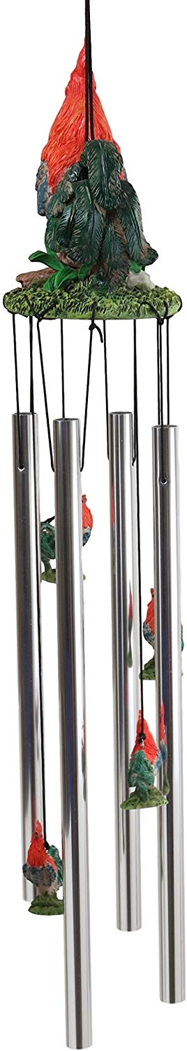 Rustic Country Farm Red Breasted Rooster Chicken Wind Chime Patio Garden Decor