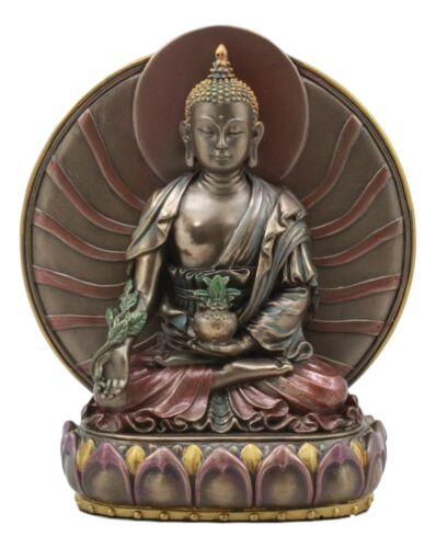 Ebros Bodhisattva Bhaisajyaguru Medicine Buddha Meditating On Lotus Throne 6"H