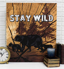 Rustic Western Black Bears 'Stay Wild' Wood Frame Canvas Wall Art 19"X23"