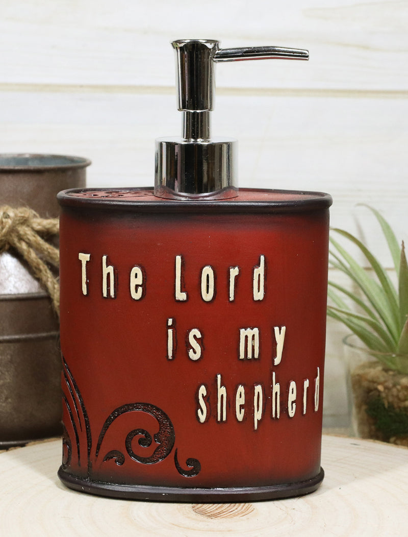 Rustic Western Family The Lord Is My Shepherd Heart Scroll Soap Pump Dispenser