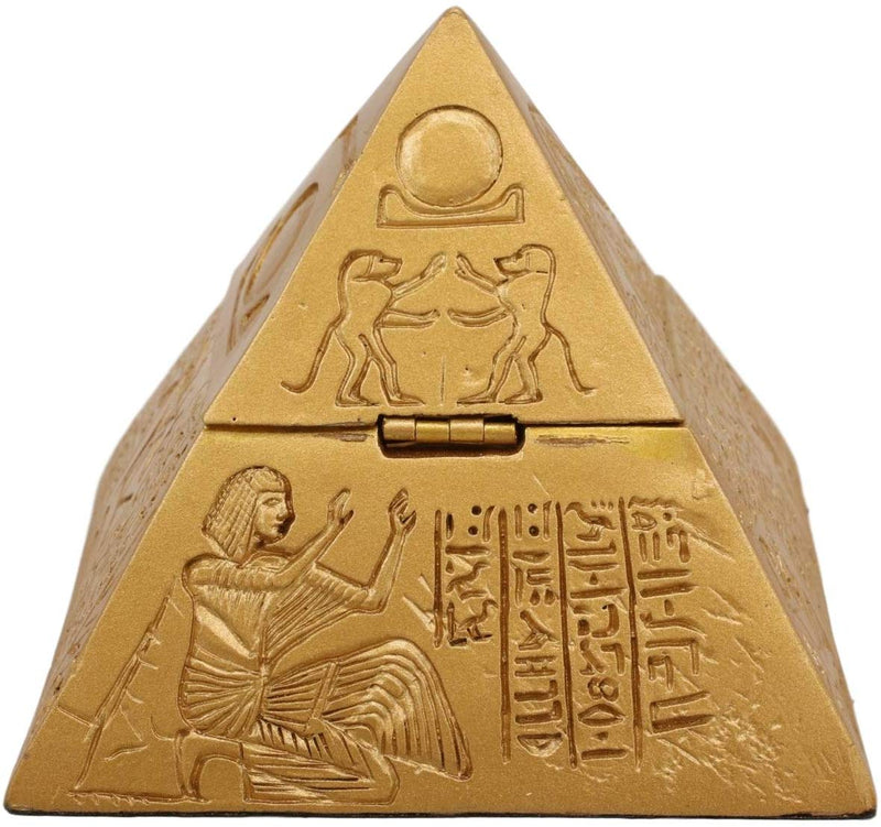 Ebros Golden Ancient Egyptian Pyramid Decorative Box 4" Wide Trinket Stash Box