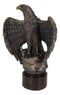 Large Grand Bald Eagle Perching On USA American Flag Figurine With Round Base