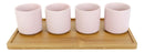 Matte Pink Modern Ceramic 28oz Tea Pot With 4 Cups And Bamboo Serving Tray Set