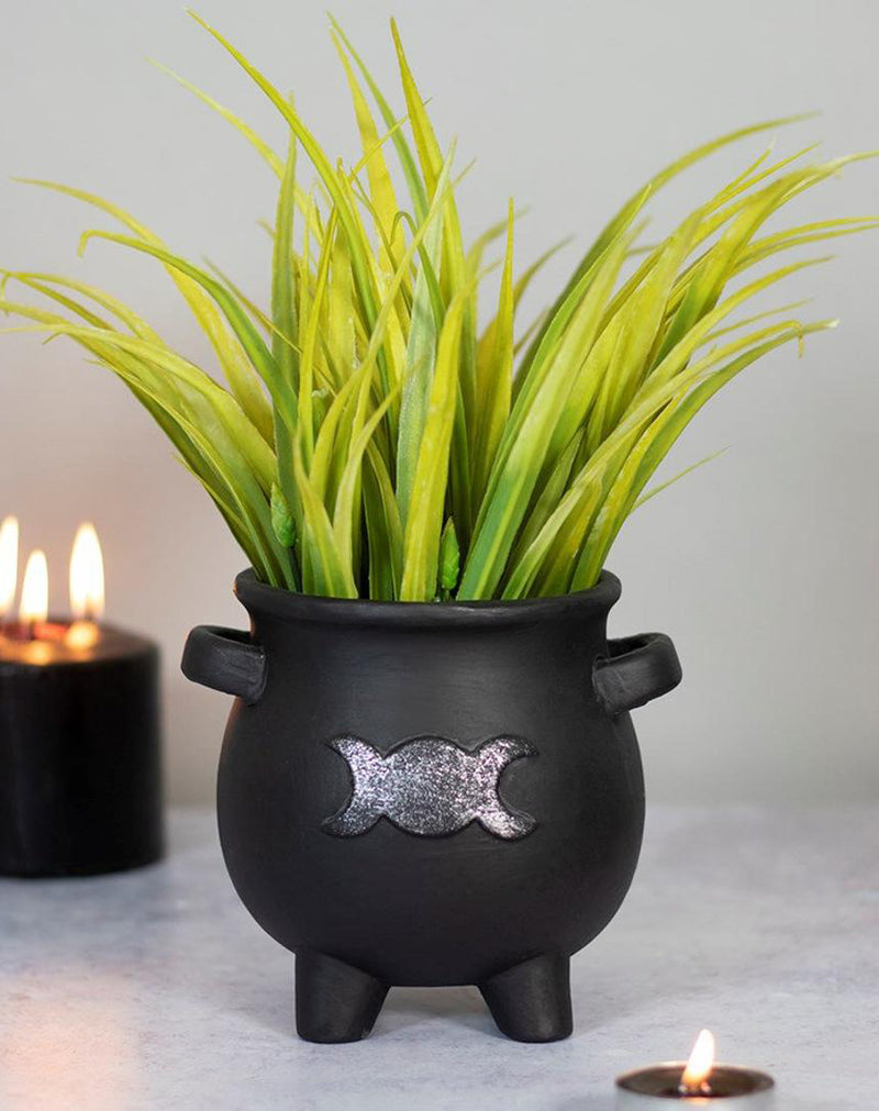 terracotta succulent planter Black Triple Moon Cauldron Terracotta Succulent Plant Planter Pot Or P– Ebros Gift