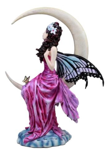 Large Amethyst Moon Celestial Butterfly Fairy Statue 11"Tall By Nene Thomas