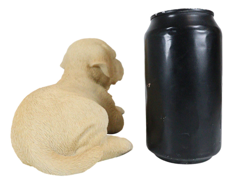 Lifelike Adorable Labrador Puppy Dog Lying On Belly With Crossed Arms Figurine