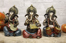 Ebros Hindu Elephant God Ganesha Playing Dholak Sitar And Harmonium Figurines Set of 3