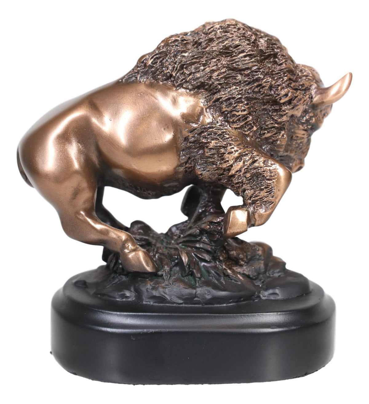 Ebros Western Charging American Bison Small Bronze Patinated Resin Figurine - Ebros Gift