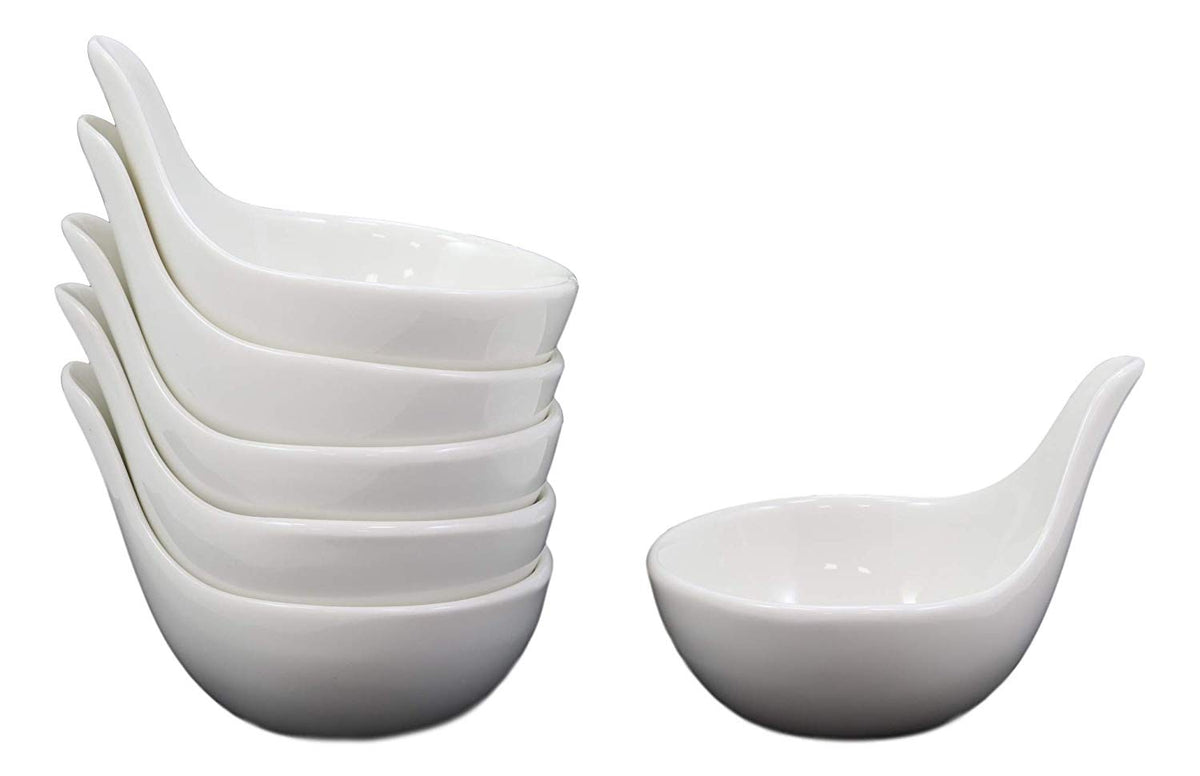 White Porcelain Condiments Ketchup Ranch Sauce Dipping Bowl Dish Ramekins Set 6