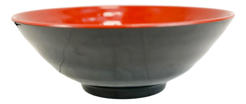Set Of 4 Swirl Ridged Red Black Melamine 43oz Large Pasta Salad Mixing Soup Bowl