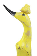 Balinese Wood Handicrafts "Bebek Angsa" Tropic Sunny Yellow Skiing Duck Figurine