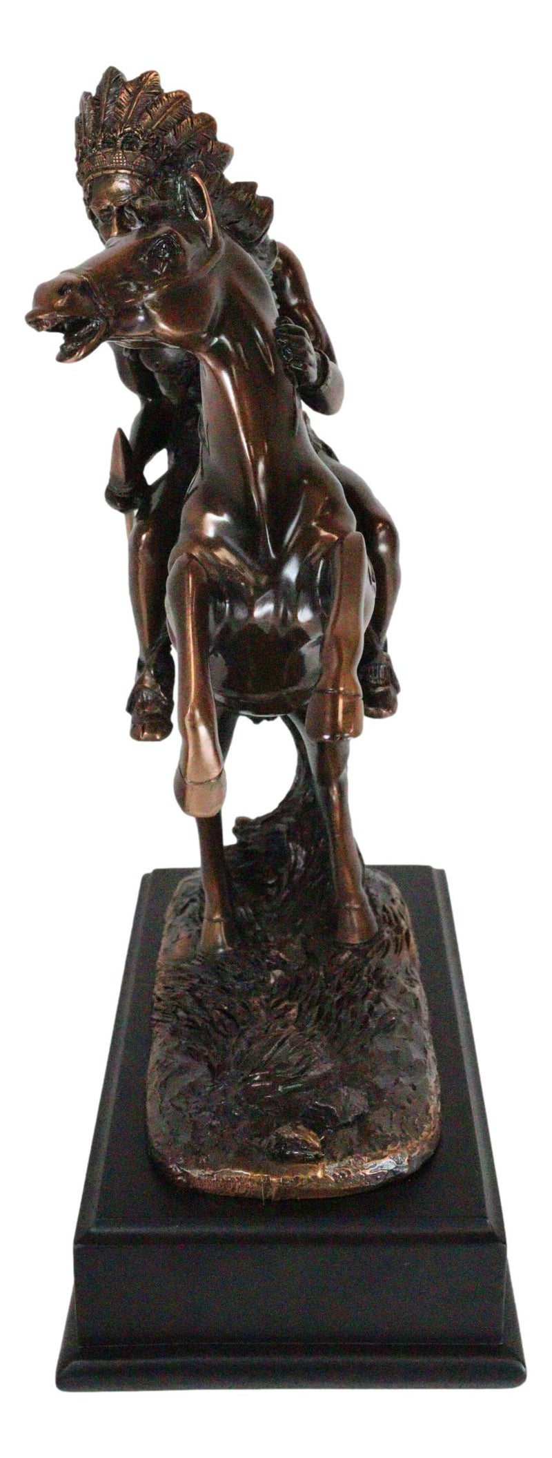 Indian Tribal Hero Warrior Chief On A Rearing Horse Statue With Trophy Base
