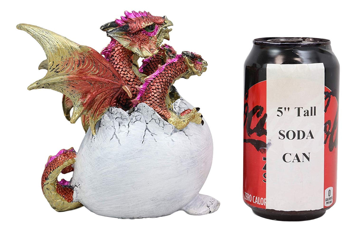 Ebros Gift Solar Raeon Crystal Hydra 3 Headed Dragon Hatchling Breaking Out of Egg Shell Decorative Figurine 5" H Dungeons and Dragons Statue Wyrmling Eggs Decor Medieval Renaissance Theme