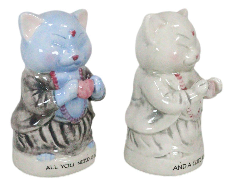 Master Meow Buddha Cats Meditating Love And Kitty Ceramic Salt Pepper Shakers Set