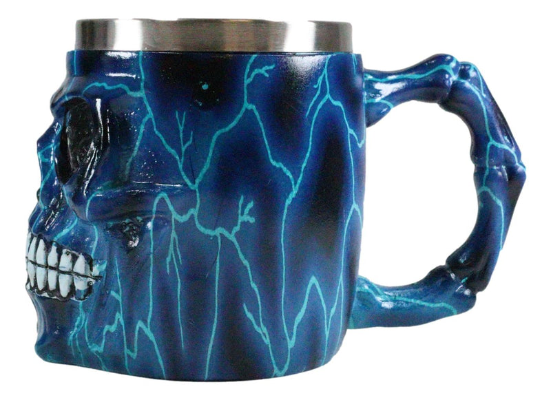 Ebros Legendary Thor Blue Lightning Thunder Bolt Skull Face Coffee Mug Cup 14oz