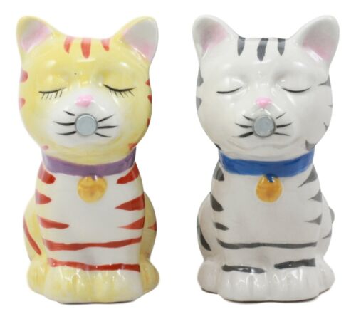 Ebros Kissing Orange And Gray Striped Tabby Cats Salt And Pepper Shakers Set - Ebros Gift