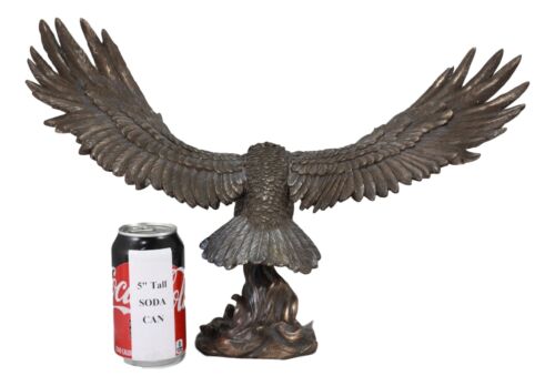 Ebros Faux Bronze Large Swooping Eagle with Talons Out Catching Prey Statue 19" Wide Bald Eagle Decor Figurine Patriotic Wildlife Nature Sculpture - Ebros Gift