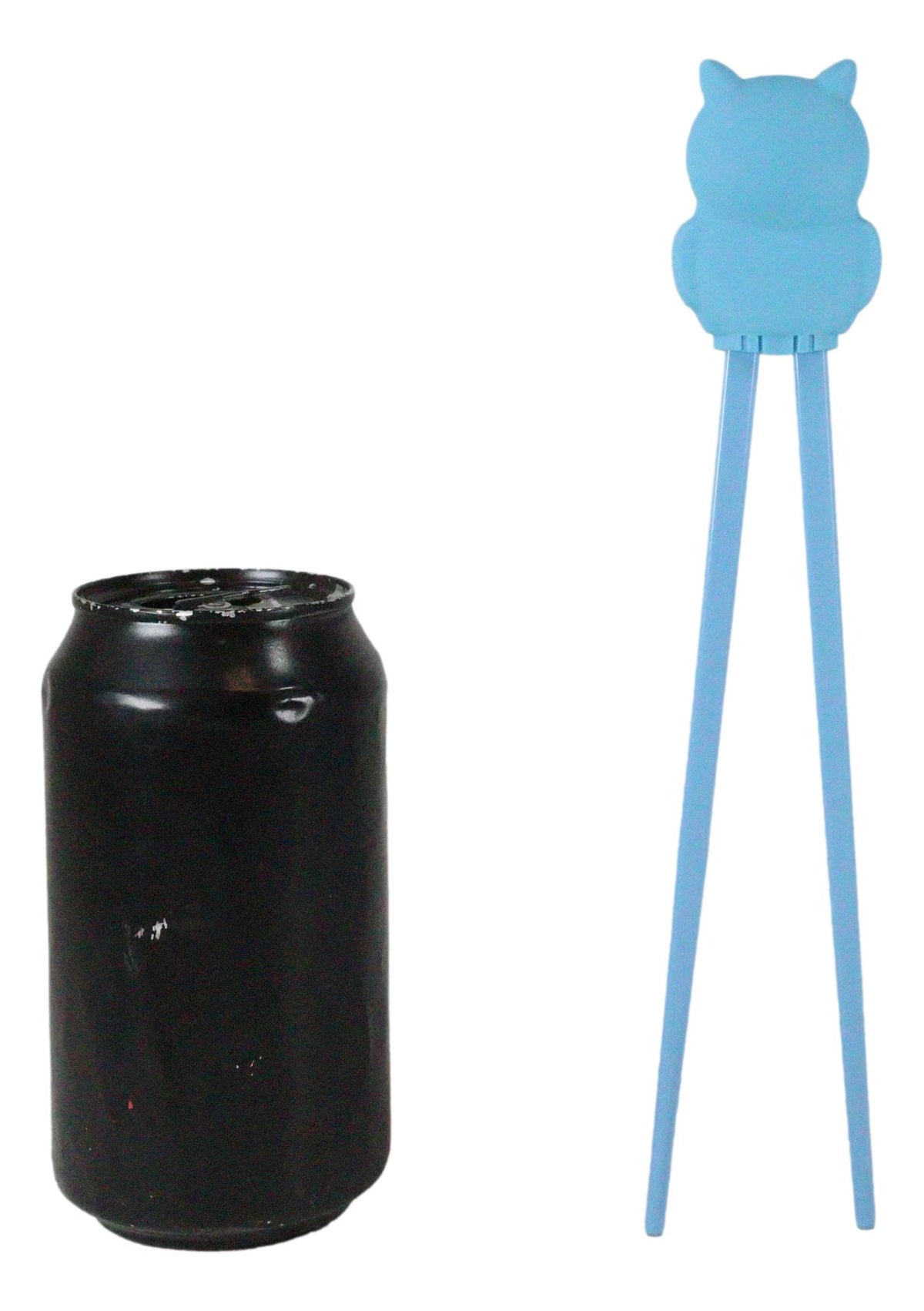 Sky Blue Night Owl Reusable Training Chopsticks Set With Silicone Helper Hinge - Ebros Gift