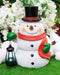 Ebros Merry Christmas Frosty The Snowman Statue With Colorful Solar LED Light Lantern
