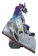 Guardian Of Bibliography Purple Blue Dragon Emerging Out Of Spell Book Figurine