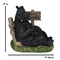 Rustic Western Forest Drunk Black Bear Smoking Pipe And Drinking Beer Figurine