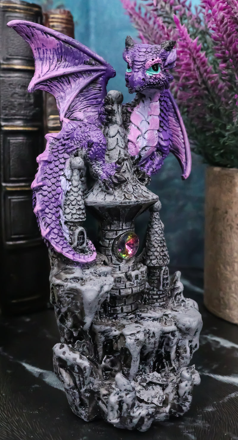 Spyro Purple Twilight Dragon On Castle Top Figurine 5"H Hyperion Dragon Statue