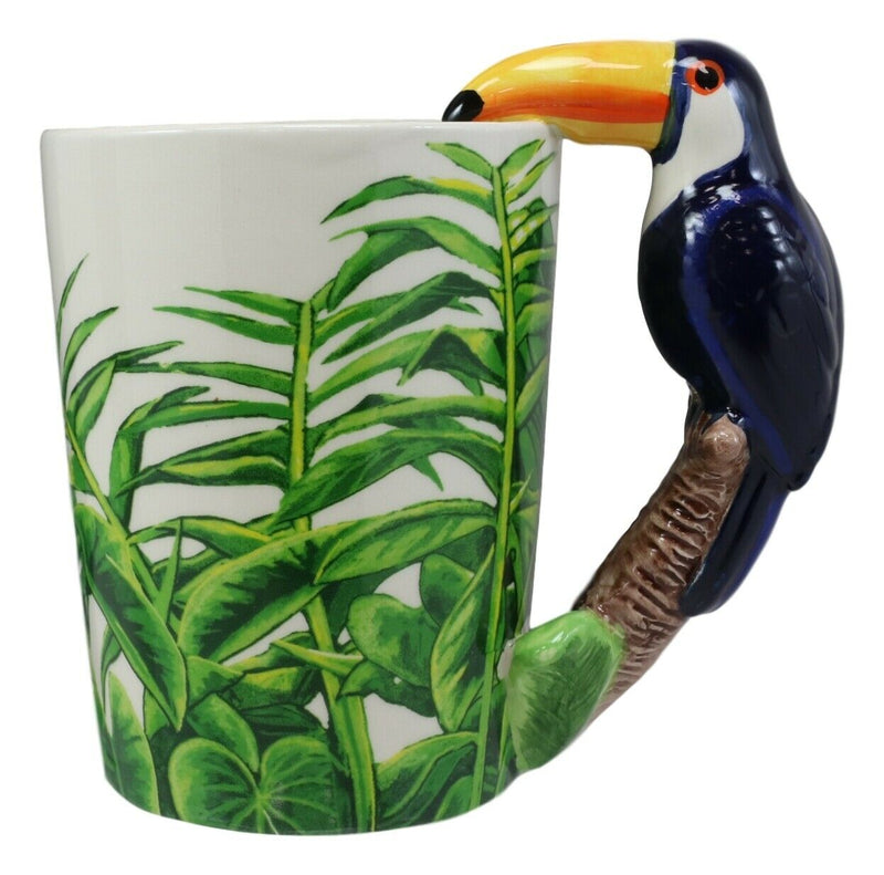 Tropical Rainforest Paradise Toucan Bird Perching On Tree Branch Cup Mug 12oz