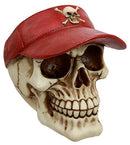 Beach Volleyball Professional Player Skull With Red Visor Cap Decor Figurine