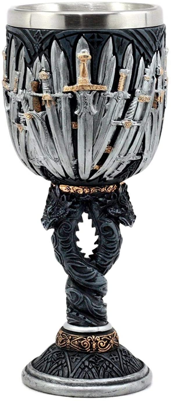 Ebros HBO Series Game Of Thrones Iron Throne Wine Goblet and Tankard Mug Set