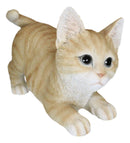 Pet Pal Playful Crouching Feline Orange Tabby Cat Kitten Figurine W/ Glass Eyes