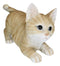 Pet Pal Playful Crouching Feline Orange Tabby Cat Kitten Figurine W/ Glass Eyes