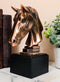 Western Wildlife Handsome Horse Stallion Head Bust Figurine With Trophy Base