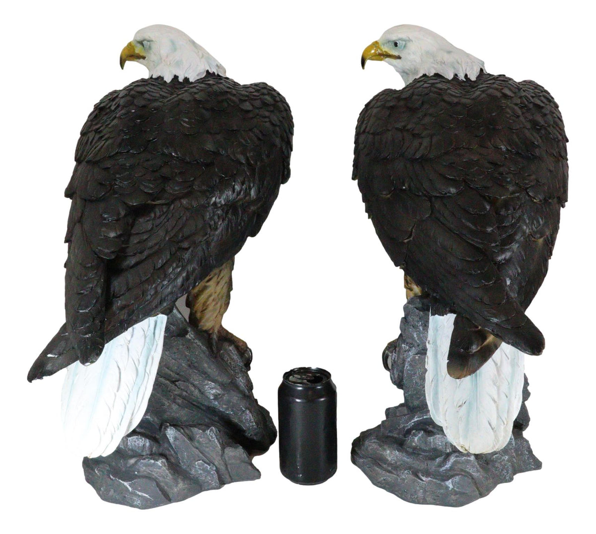 Pack of 2 Large 20"H Lifelike Patriotic American Bald Eagle On Rock Figurines