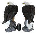 Pack of 2 Large 20"H Lifelike Patriotic American Bald Eagle On Rock Figurines