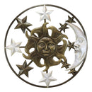 Large 33"W Aluminum Celestial Heavens Sun Moon And Stars Astrology Wall Decor