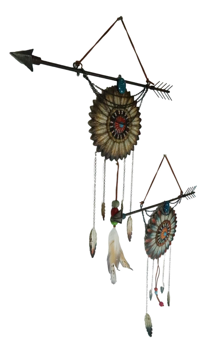 Pack Of 2 Southwestern Boho Chic Indian Arrow Dreamcatcher Feathers Wall Decors