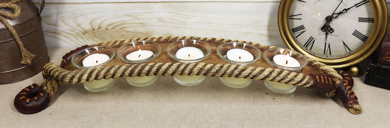 Western Cowboy Braided Lasso Ropes Votive Tea Light Candles Holder Figurine