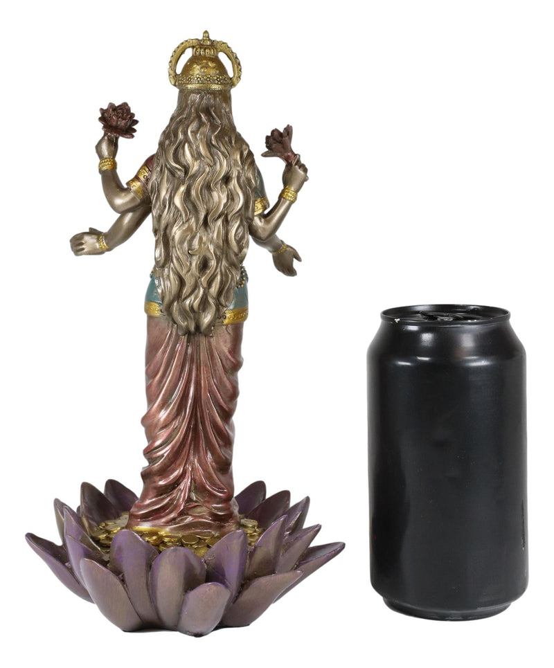 Ebros Hindu Goddess Lakshmi Standing On Lotus Blossom Statue 10"H Deity Of Prosperity