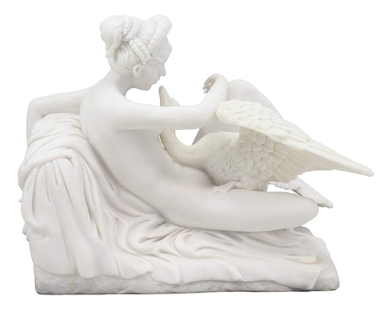 Ebros Gift Michelangelo Museum Masterpiece Greek Mythology Leda and The Swan Statue 9.25" Long Zeus Seducing The Wife of King Tyndareus White Resin Figurine