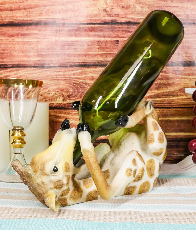 Ebros Gift Safari Drunken Long Necked Giraffe Wine Bottle Holder Caddy Figurine