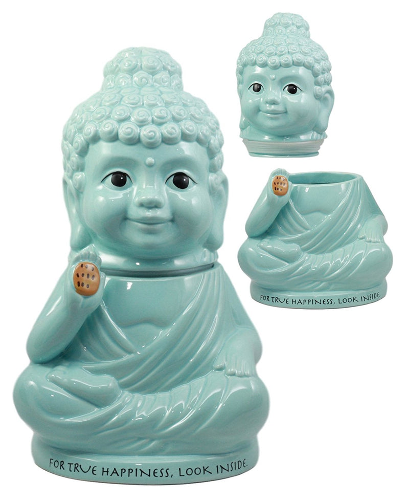 Ebros "True Happiness" Enlightenment Medicine Buddha Ceramic Cookie Jar 10.75"H