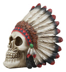 Native American Indian Eagle Chief Skull Statue 5.75"Long Tribal Mohawk Warrior